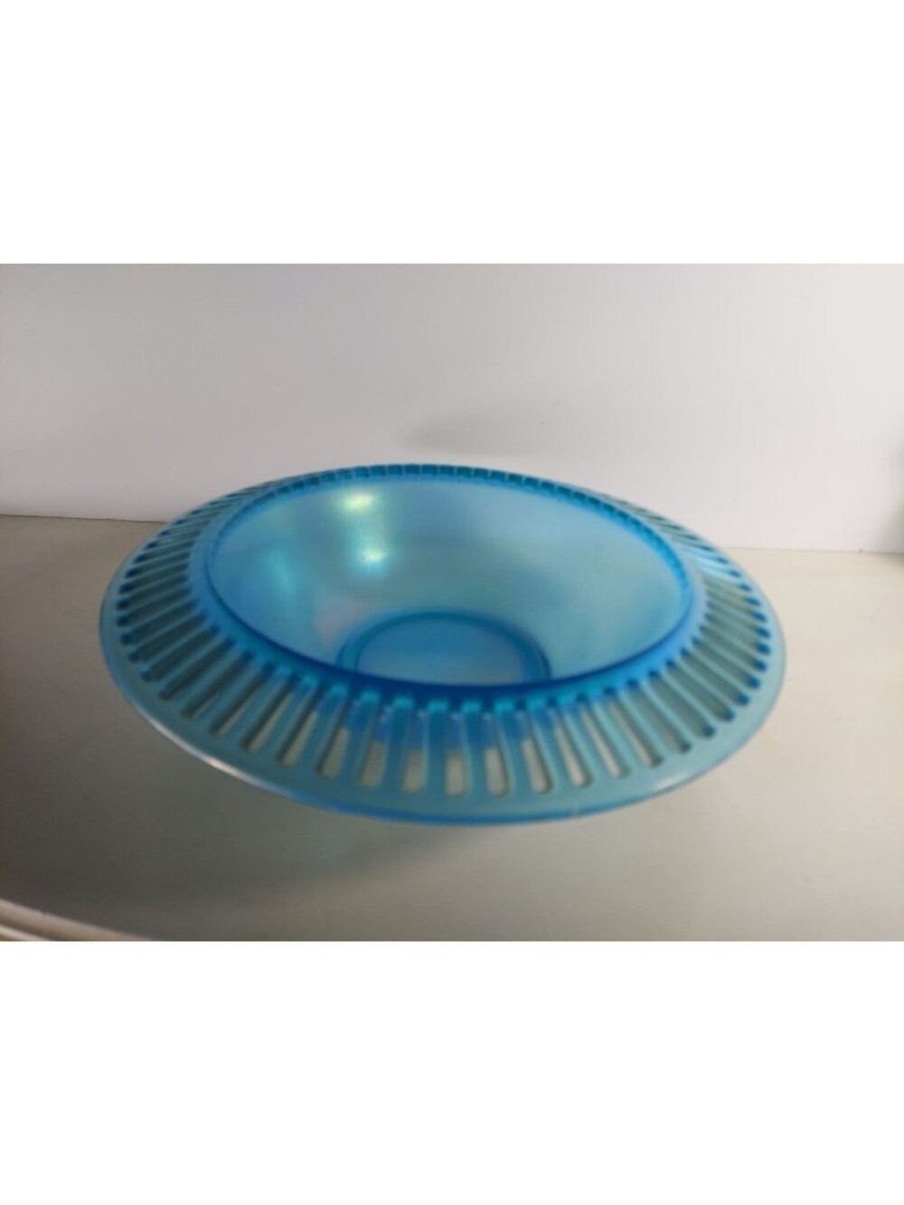 US Glass / Tiffin 8076 Reticulated Stretch Glass Bowl Iridized 10 1/2"